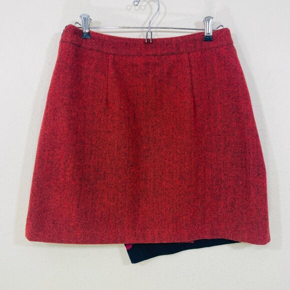 DESIGUAL Monica Faux Wrap Skirt Size 38 US 6 Floral‎ Orange Black Wool Blend Y2K - Picture 2 of 5